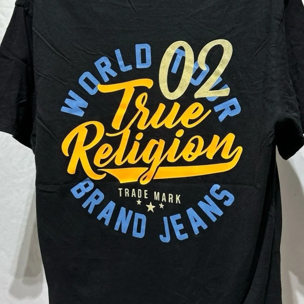 True Religion SS World Tour Logo Short Sleeve Tee Black NWT Men's Medium